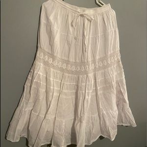 White Boho linen maxi skirt